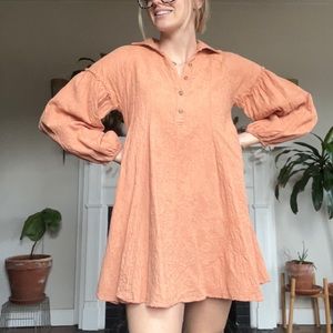 Tangerine orange patterned stitched dress